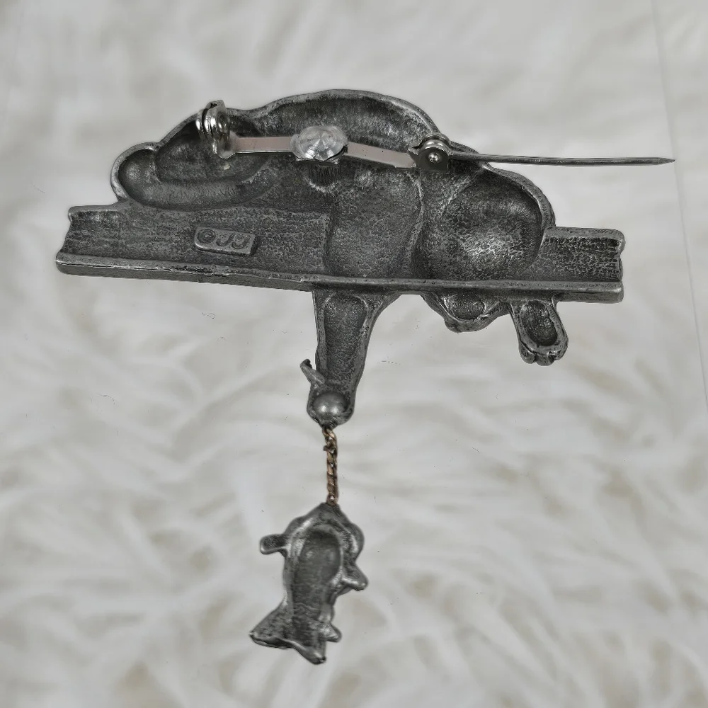 Jonette Jewelry Cat and Mouse Vintage Brooch - Picture 9 of 9
